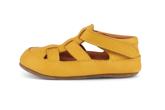 Obex Helis Bred børne hjemmesko bred pasform i læder til børnehave og hjem – Gul