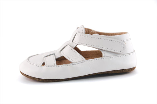 Obex Helis Bred børne hjemmesko bred pasform i læder til børnehave og hjem – Hvid