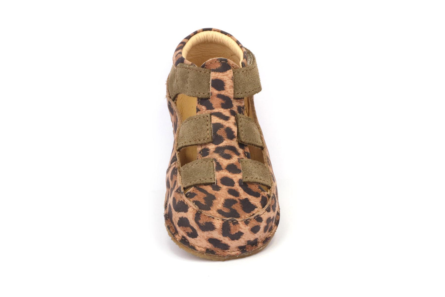 Obex Helis sandali bambini in pelle antiscivolo per estate e asilo – Leopardmønster